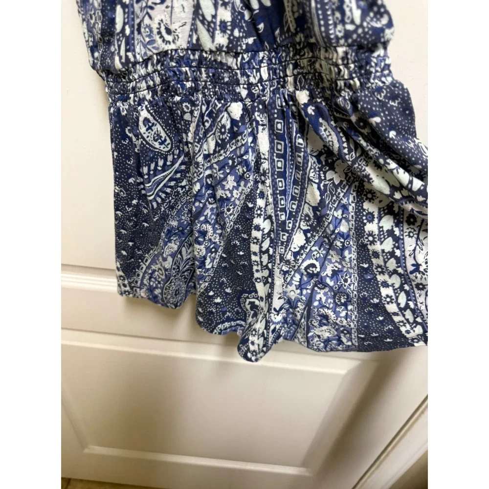 Old Navy Girls 8 Blue Paisley Bandana Print Strappy Back Rayon Romper